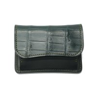 WILD SWANS（ワイルドスワンズ）TONGUE（タング）マルチコインケース/グリーン"クロコダイル"×ブラック"イングリッシュブライドル"