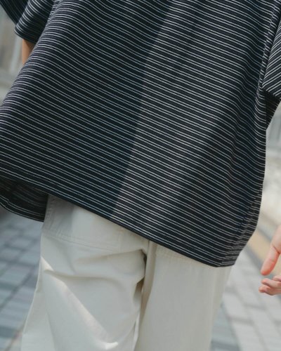 画像1: EVCON（エビコン）BORDER WIDE S/S TEE（ボーダーワイドショートスリーブTシャツ） / Black（ブラック）