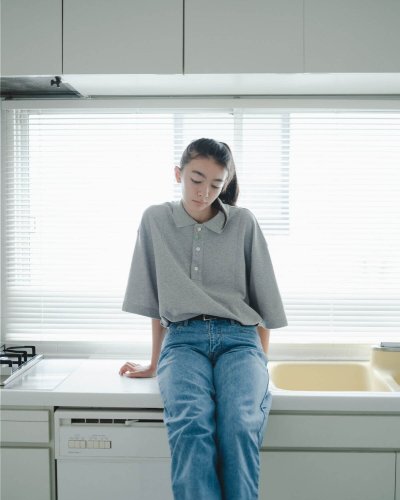 画像1: EVCON（エビコン）KANOKO POLO S/S TEE（カノコポロショートスリーブTシャツ） / TOP,GRAY（トップグレー）