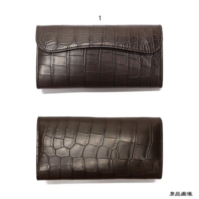 画像8: WILD SWANS（ワイルドスワンズ）WAVE（ウェイブ）ロングウォレット/チョコ"クロコダイル"×ダークブラウン"イングリッシュブライドル"