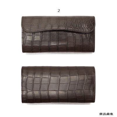 画像9: WILD SWANS（ワイルドスワンズ）WAVE（ウェイブ）ロングウォレット/チョコ"クロコダイル"×ダークブラウン"イングリッシュブライドル"