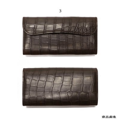 画像10: WILD SWANS（ワイルドスワンズ）WAVE（ウェイブ）ロングウォレット/チョコ"クロコダイル"×ダークブラウン"イングリッシュブライドル"