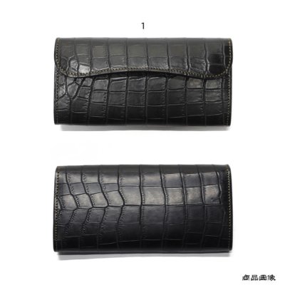 画像10: WILD SWANS（ワイルドスワンズ）WAVE（ウェイブ）ロングウォレット/ブラック"クロコダイル"×キャメル"ブッテーロ"