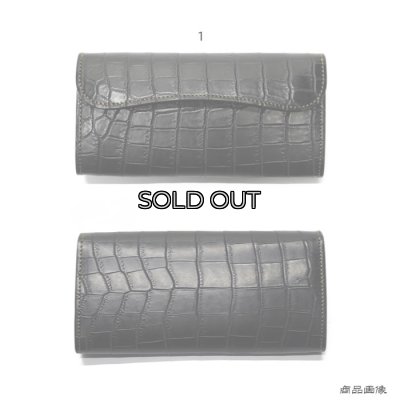 画像10: WILD SWANS（ワイルドスワンズ）WAVE（ウェイブ）ロングウォレット/ブラック"クロコダイル"×キャメル"ブッテーロ"