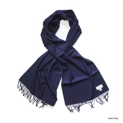 画像2: Johnstons of Elgin（ジョンストンズオブエルガン）Wovwn Scarf（ウーブンスカーフ）"Wool Solid" / Dark Navy（ダークネイビー）・Mid Grey（ミッドグレー）