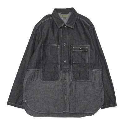 画像1: Nigel Cabourn（ナイジェル・ケーボン）UTILITY SHIRT TYPE2 （ユーティリティシャツ タイプ2）"10oz DENIM" / Black（グリーン）