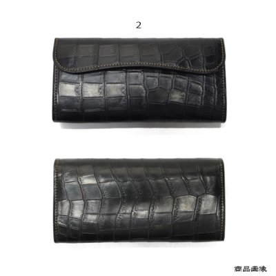 画像11: WILD SWANS（ワイルドスワンズ）WAVE（ウェイブ）ロングウォレット/ブラック"クロコダイル"×レッド"ブッテーロ"