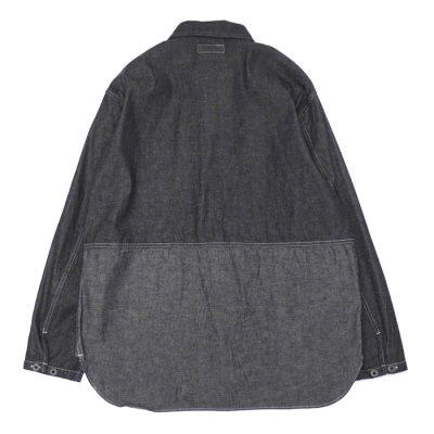画像2: Nigel Cabourn（ナイジェル・ケーボン）UTILITY SHIRT TYPE2 （ユーティリティシャツ タイプ2）"10oz DENIM" / Black（グリーン）