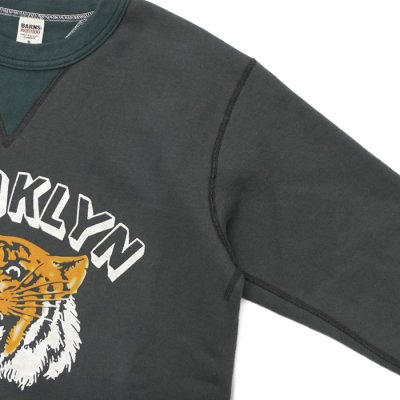 画像4: BARNS OUTFITTERS（バーンズアウトフィッターズ）COZUN GUSSET PRINT CREW NECK SWEAT（はめ込み両Vガゼットクルーネックスウェット）/ Black（ブラック）