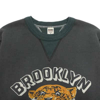 画像3: BARNS OUTFITTERS（バーンズアウトフィッターズ）COZUN GUSSET PRINT CREW NECK SWEAT（はめ込み両Vガゼットクルーネックスウェット）/ Black（ブラック）