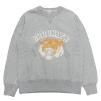 BARNS OUTFITTERS（バーンズアウトフィッターズ）COZUN GUSSET PRINT CREW NECK SWEAT（はめ込み両Vガゼットクルーネックスウェット）/ Grey（グレー）