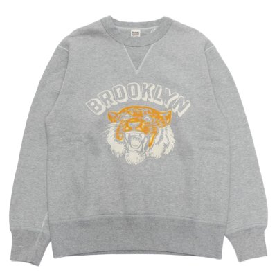 画像1: BARNS OUTFITTERS（バーンズアウトフィッターズ）COZUN GUSSET PRINT CREW NECK SWEAT（はめ込み両Vガゼットクルーネックスウェット）/ Grey（グレー）