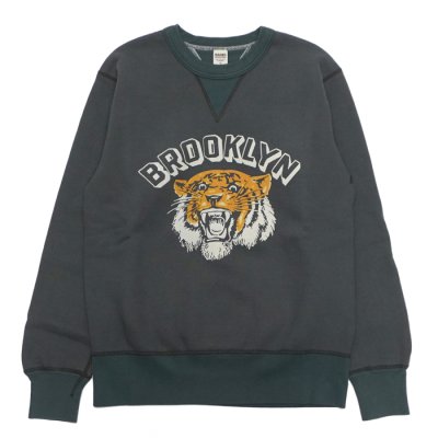 画像1: BARNS OUTFITTERS（バーンズアウトフィッターズ）COZUN GUSSET PRINT CREW NECK SWEAT（はめ込み両Vガゼットクルーネックスウェット）/ Black（ブラック）