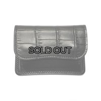 WILD SWANS（ワイルドスワンズ）TONGUE（タング）マルチコインケース/ブラック"クロコダイル"×ブラック"サドルプルアップ"