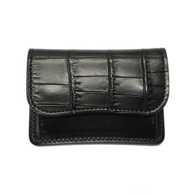 画像1: WILD SWANS（ワイルドスワンズ）TONGUE（タング）マルチコインケース/ブラック"クロコダイル"×ブラック"サドルプルアップ"