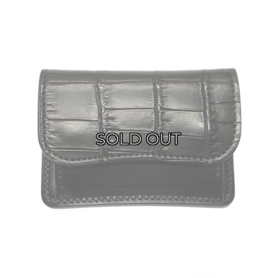 画像1: WILD SWANS（ワイルドスワンズ）TONGUE（タング）マルチコインケース/ブラック"クロコダイル"×ブラック"サドルプルアップ"