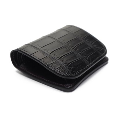 画像4: WILD SWANS（ワイルドスワンズ）CASA（カーサ）コンパクトウォレット/ブラック"クロコダイル"×パープル"ブッテーロ"
