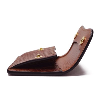 画像4: WILD SWANS（ワイルドスワンズ）TONGUE（タング）マルチコインケース/コニャック"POROSUS（ポロサス）"×キャメル"サドルプルアップ"