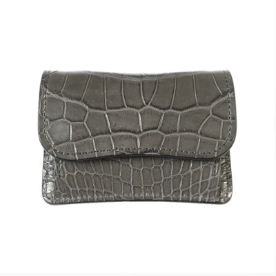 画像1: WILD SWANS（ワイルドスワンズ）TONGUE（タング）マルチコインケース/グレー"POROSUS（ポロサス）"×ブラック"サドルプルアップ"