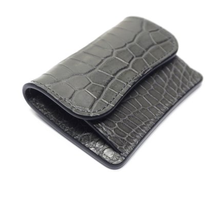 画像3: WILD SWANS（ワイルドスワンズ）TONGUE（タング）マルチコインケース/グレー"POROSUS（ポロサス）"×ブラック"サドルプルアップ"