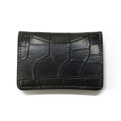 画像2: WILD SWANS（ワイルドスワンズ）TONGUE（タング）マルチコインケース/ブラック"クロコダイル"×イエロー"ブッテーロ"