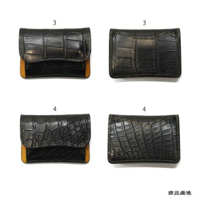 画像9: WILD SWANS（ワイルドスワンズ）TONGUE（タング）マルチコインケース/ブラック"クロコダイル"×イエロー"ブッテーロ"