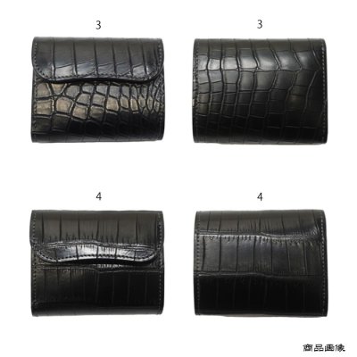 画像9: WILD SWANS（ワイルドスワンズ）ENO（イーノ）ミニ3つ折りウォレット/ブラック"クロコダイル"×グリーン"ブッテーロ"
