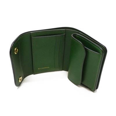 画像5: WILD SWANS（ワイルドスワンズ）ENO（イーノ）ミニ3つ折りウォレット/ブラック"クロコダイル"×グリーン"ブッテーロ"