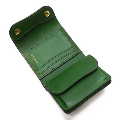 画像7: WILD SWANS（ワイルドスワンズ）ENO（イーノ）ミニ3つ折りウォレット/ブラック"クロコダイル"×グリーン"ブッテーロ"