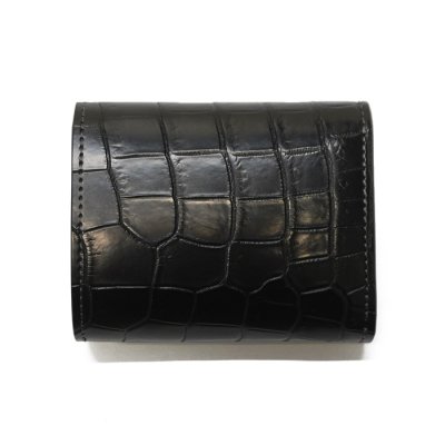 画像2: WILD SWANS（ワイルドスワンズ）ENO（イーノ）ミニ3つ折りウォレット/ブラック"クロコダイル"×グリーン"ブッテーロ"