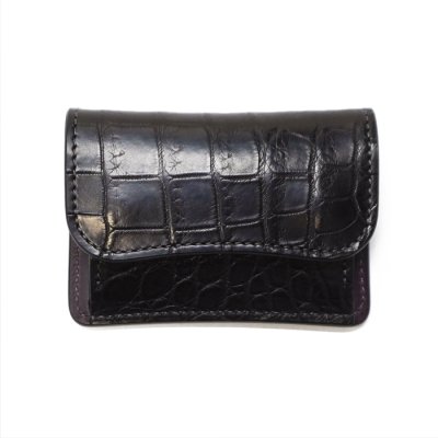 画像1: WILD SWANS（ワイルドスワンズ）TONGUE（タング）マルチコインケース/ブラック"クロコダイル"×パープル"ブッテーロ"