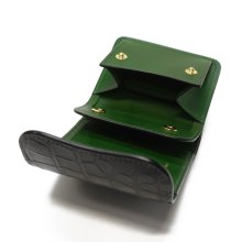 他の写真3: WILD SWANS（ワイルドスワンズ）ENO（イーノ）ミニ3つ折りウォレット/ブラック"クロコダイル"×グリーン"ブッテーロ"