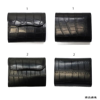 画像8: WILD SWANS（ワイルドスワンズ）ENO（イーノ）ミニ3つ折りウォレット/ブラック"クロコダイル"×パープル"ブッテーロ"