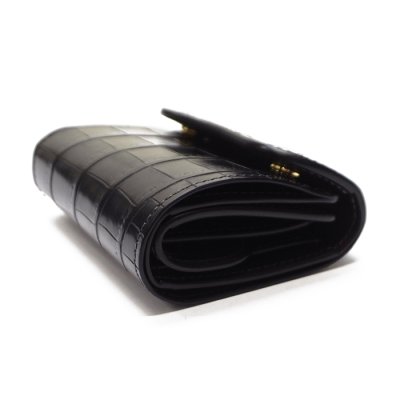 画像3: WILD SWANS（ワイルドスワンズ）ENO（イーノ）ミニ3つ折りウォレット/ブラック"クロコダイル"×パープル"ブッテーロ"