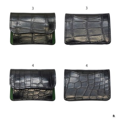 画像9: WILD SWANS（ワイルドスワンズ）TONGUE（タング）マルチコインケース/ブラック"クロコダイル"×グリーン"ブッテーロ"