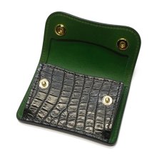 他の写真1: WILD SWANS（ワイルドスワンズ）TONGUE（タング）マルチコインケース/ブラック"クロコダイル"×グリーン"ブッテーロ"