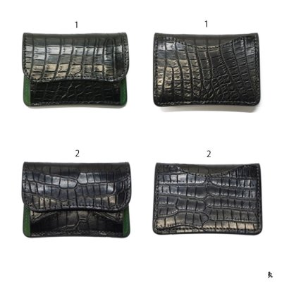 画像8: WILD SWANS（ワイルドスワンズ）TONGUE（タング）マルチコインケース/ブラック"クロコダイル"×グリーン"ブッテーロ"