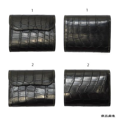画像8: WILD SWANS（ワイルドスワンズ）ENO（イーノ）ミニ3つ折りウォレット/ブラック"クロコダイル"×イエロー"ブッテーロ"