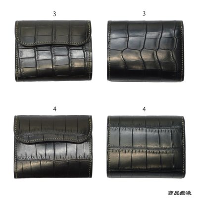 画像9: WILD SWANS（ワイルドスワンズ）ENO（イーノ）ミニ3つ折りウォレット/ブラック"クロコダイル"×イエロー"ブッテーロ"