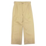 EVCON（エビコン）2TUCK WIDE TROUSERES（2タックワイドトラウザーズ）”Highcount Twill" / BEIGE（ベージュ）