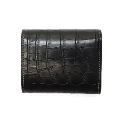 画像2: WILD SWANS（ワイルドスワンズ）ENO（イーノ）ミニ3つ折りウォレット/ブラック"クロコダイル"×イエロー"ブッテーロ"