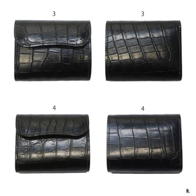 画像9: WILD SWANS（ワイルドスワンズ）ENO（イーノ）ミニ3つ折りウォレット/ブラック"クロコダイル"×パープル"ブッテーロ"