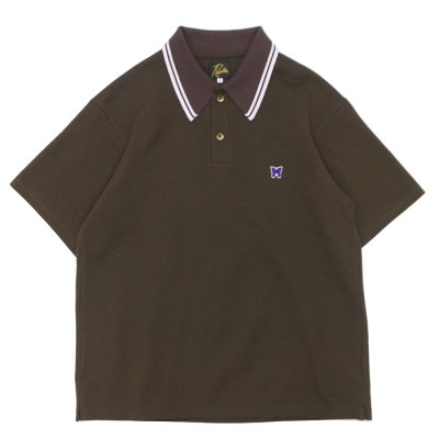 画像1: NEEDLES（ニードルズ）Regular Collar Polo（レギュラーカラーポロ）"Cotton Pique" / Brown（ブラウン）