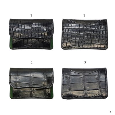 画像8: WILD SWANS（ワイルドスワンズ）TONGUE（タング）マルチコインケース/ブラック"クロコダイル"×グリーン"ブッテーロ"