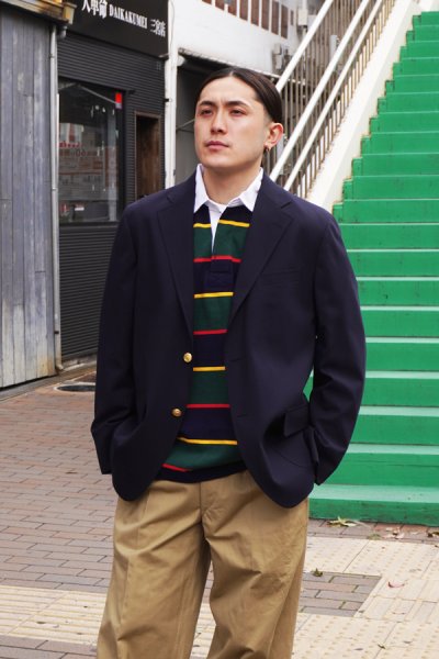 画像9: J.PRESS（J.プレス）3B BAGGY FIT BLAZER（3B バギーフィットブレザー）"T/W STRETCH TROPICAL" / Navy（ネイビー）