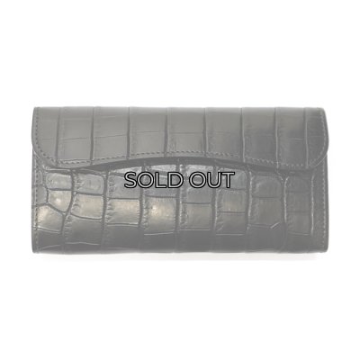 画像1: WILD SWANS（ワイルドスワンズ）WAVE（ウェイブ）ロングウォレット/ブラック"クロコダイル"×ブラック"サドルプルアップ"