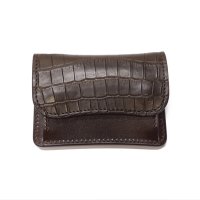 WILD SWANS（ワイルドスワンズ）TONGUE（タング）マルチコインケース/チョコ"クロコダイル"×ダークブラウン"サドルプルアップ"