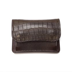 WILD SWANS（ワイルドスワンズ）TONGUE（タング）マルチコインケース/チョコ"クロコダイル"×ダークブラウン"サドルプルアップ"