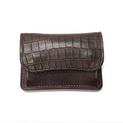 画像1: WILD SWANS（ワイルドスワンズ）TONGUE（タング）マルチコインケース/チョコ"クロコダイル"×ダークブラウン"サドルプルアップ"