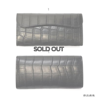 画像8: WILD SWANS（ワイルドスワンズ）WAVE（ウェイブ）ロングウォレット/ブラック"クロコダイル"×ブラック"サドルプルアップ"